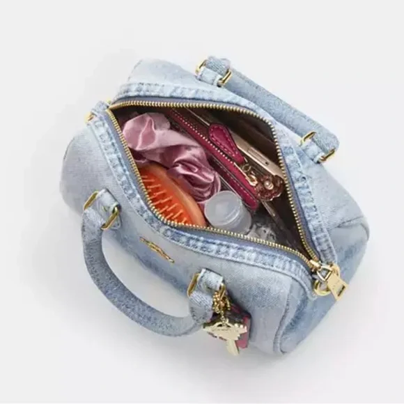NWT Coach Mini Rowan Loved Denim Satchel Bag - Picture 3 of 9